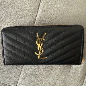 Saint Laurent Cassandre Matelassé Zip Around Wallet – Black